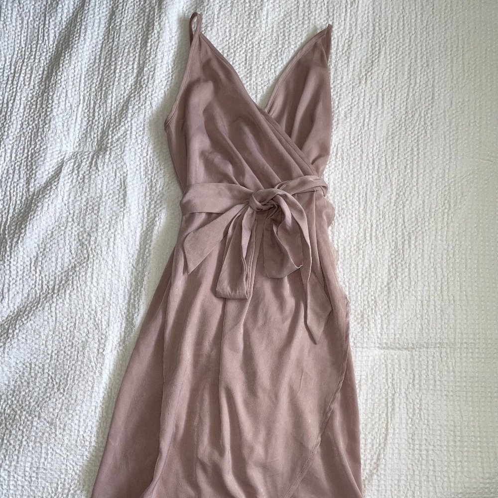 Pink/Cream Satin Dress with Tie